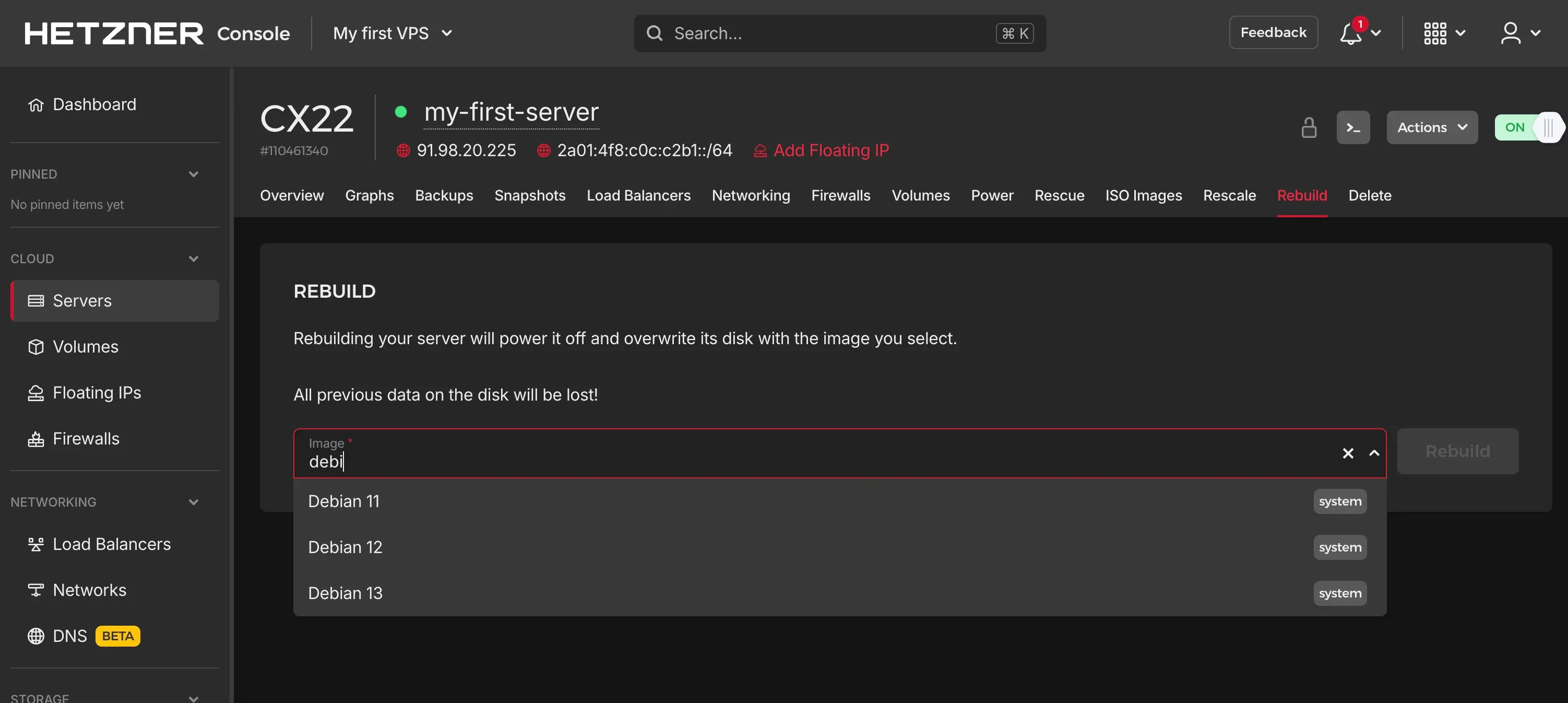 Hetzner rebuild VPS options